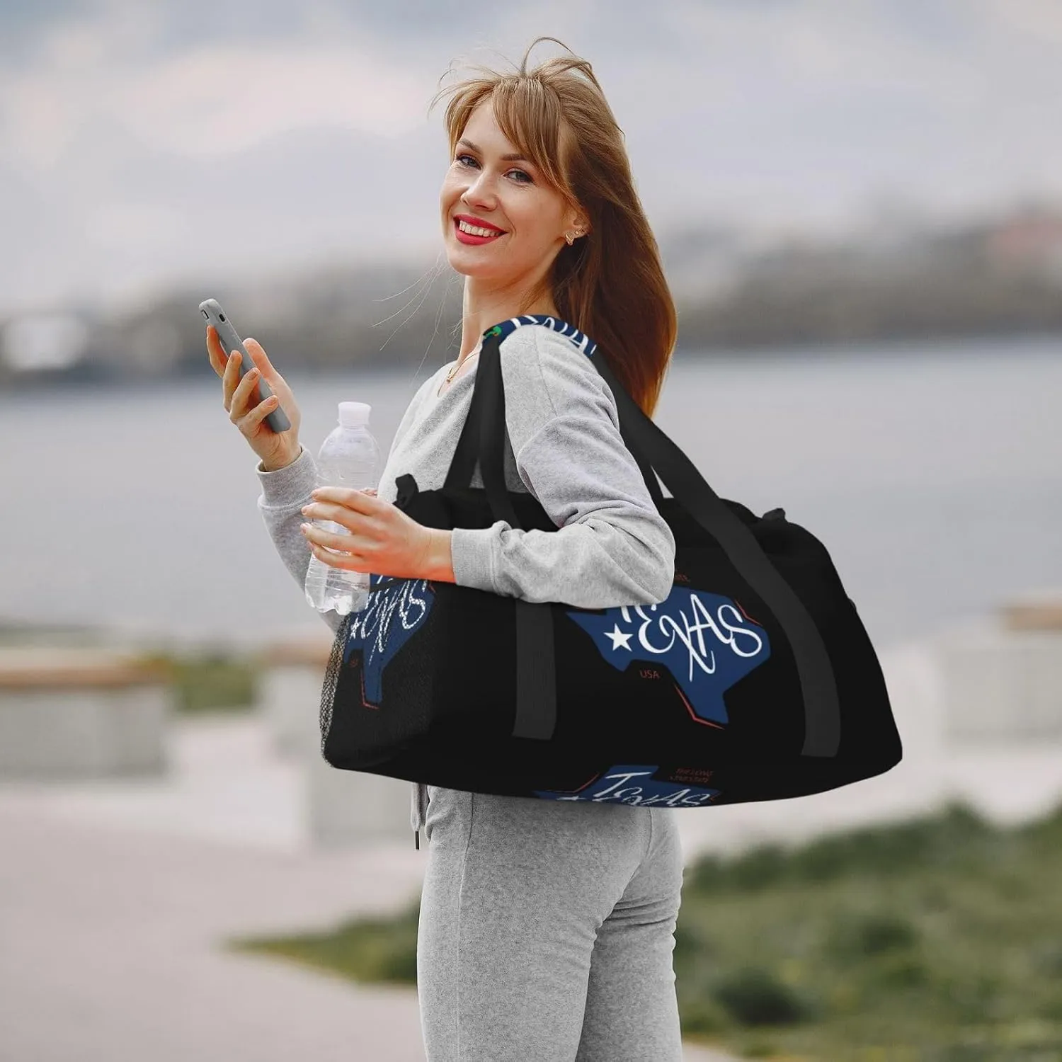 Flat Texas Map Travel Duffel Bag Large Foldable Waterproof Overnight Bag For Beach Swim Bags Pool Sports Gym