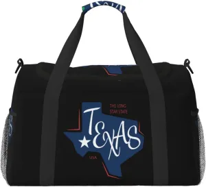 Flat Texas Map Travel Duffel Bag Large Foldable Waterproof Overnight Bag For Beach Swim Bags Pool Sports Gym