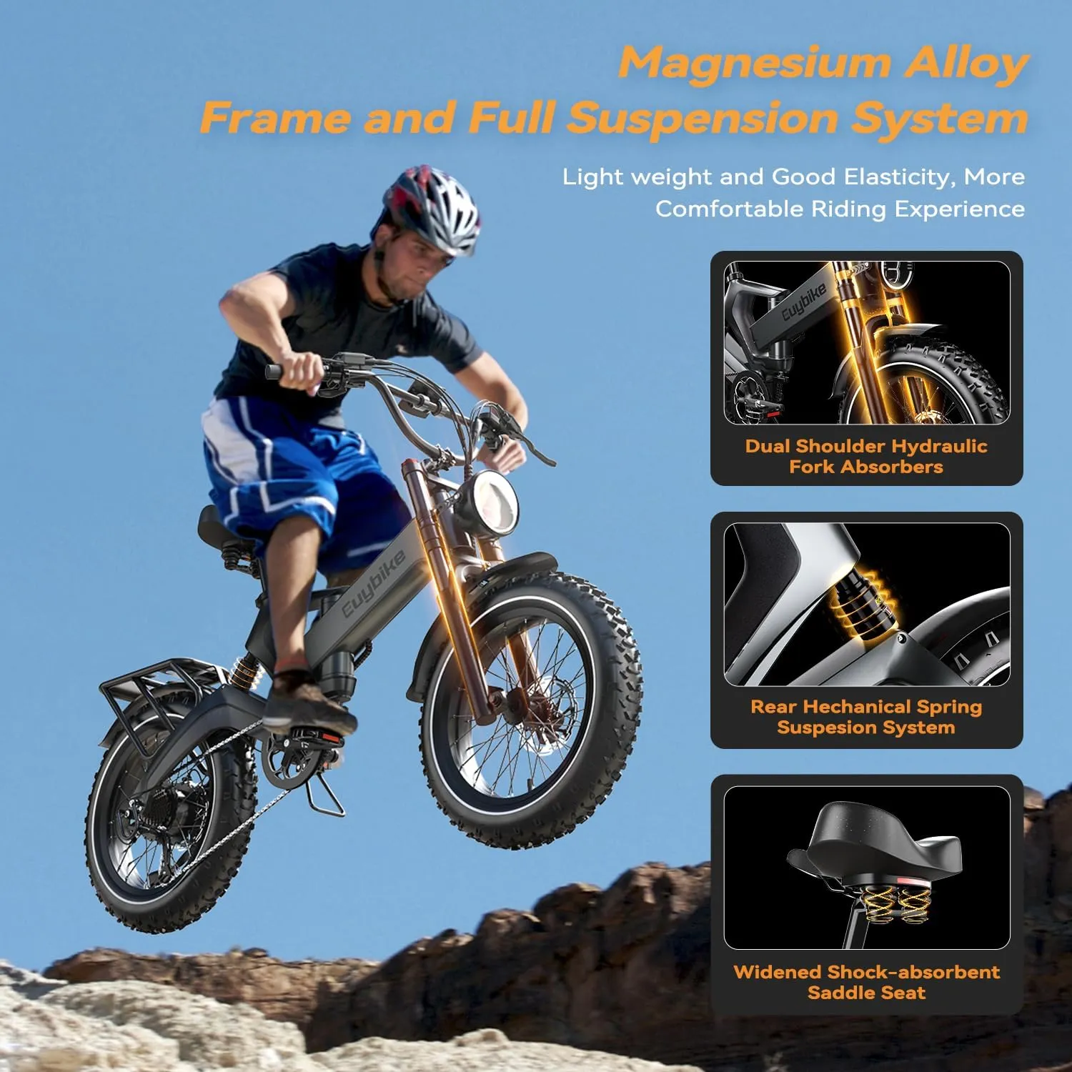 Foldable Electric Bike for Adults, 2000W Peak Motor Ebike, 48V 25AH Removable Battery, 20"x4.0" Fat Tires 35MPH Dirt Bike, 100 Miles Hydraulic Disc Brake Magnesium alloy Frame Folding Mountain Bicycle
