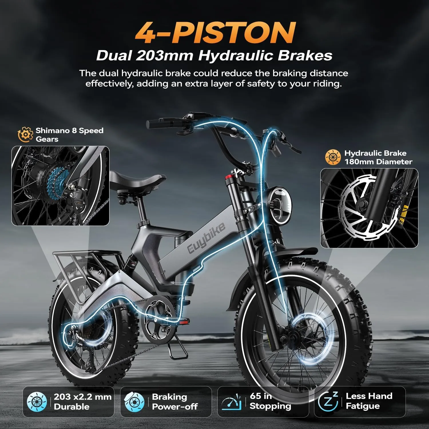 Foldable Electric Bike for Adults, 2000W Peak Motor Ebike, 48V 25AH Removable Battery, 20"x4.0" Fat Tires 35MPH Dirt Bike, 100 Miles Hydraulic Disc Brake Magnesium alloy Frame Folding Mountain Bicycle