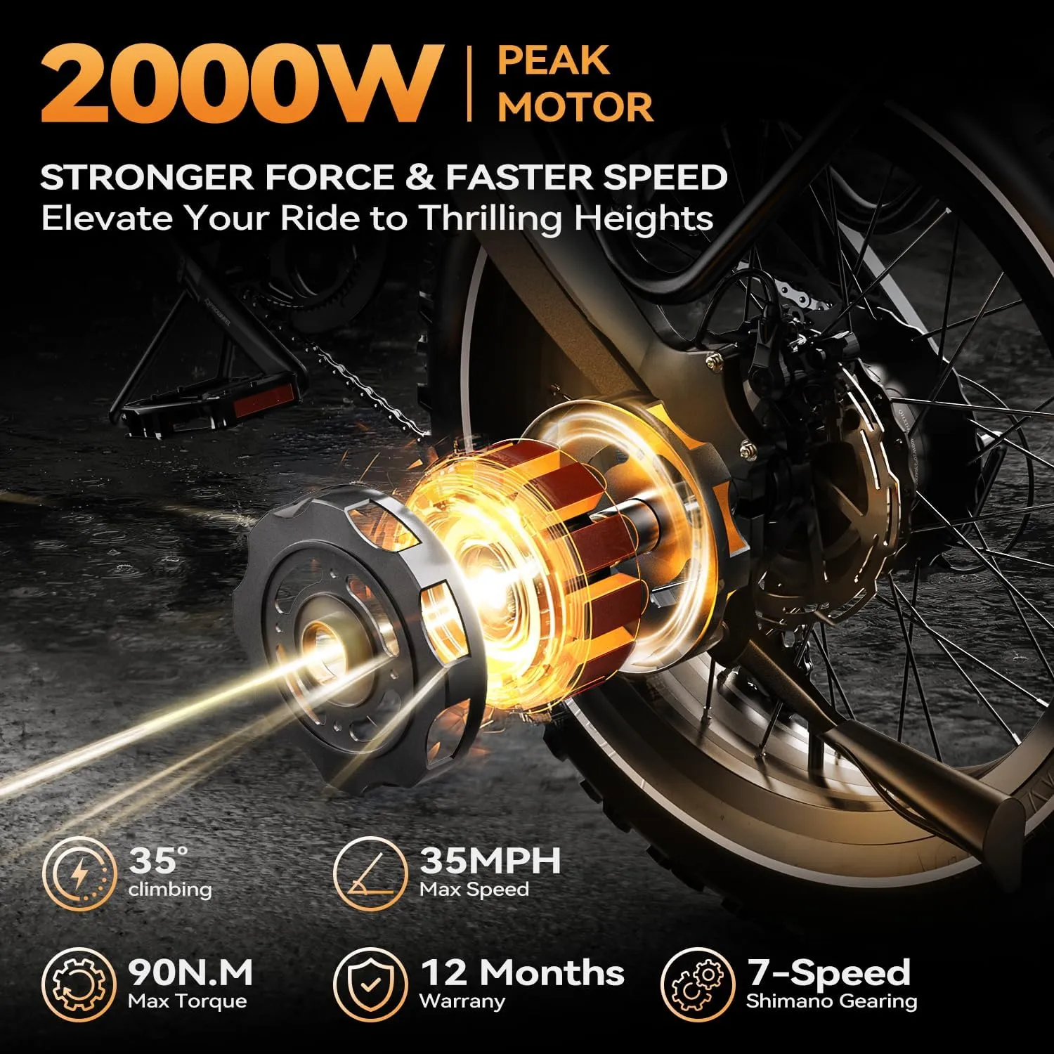 Foldable Electric Bike for Adults, 2000W Peak Motor Ebike, 48V 25AH Removable Battery, 20"x4.0" Fat Tires 35MPH Dirt Bike, 100 Miles Hydraulic Disc Brake Magnesium alloy Frame Folding Mountain Bicycle