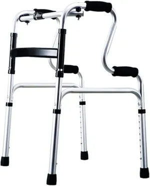 Foldable Rollator Walker for Seniors, Lightweight Rehabilitation Auxiliary Walker, Adjustable Height, Multifunctional Walking Aid with Seat and Backrest