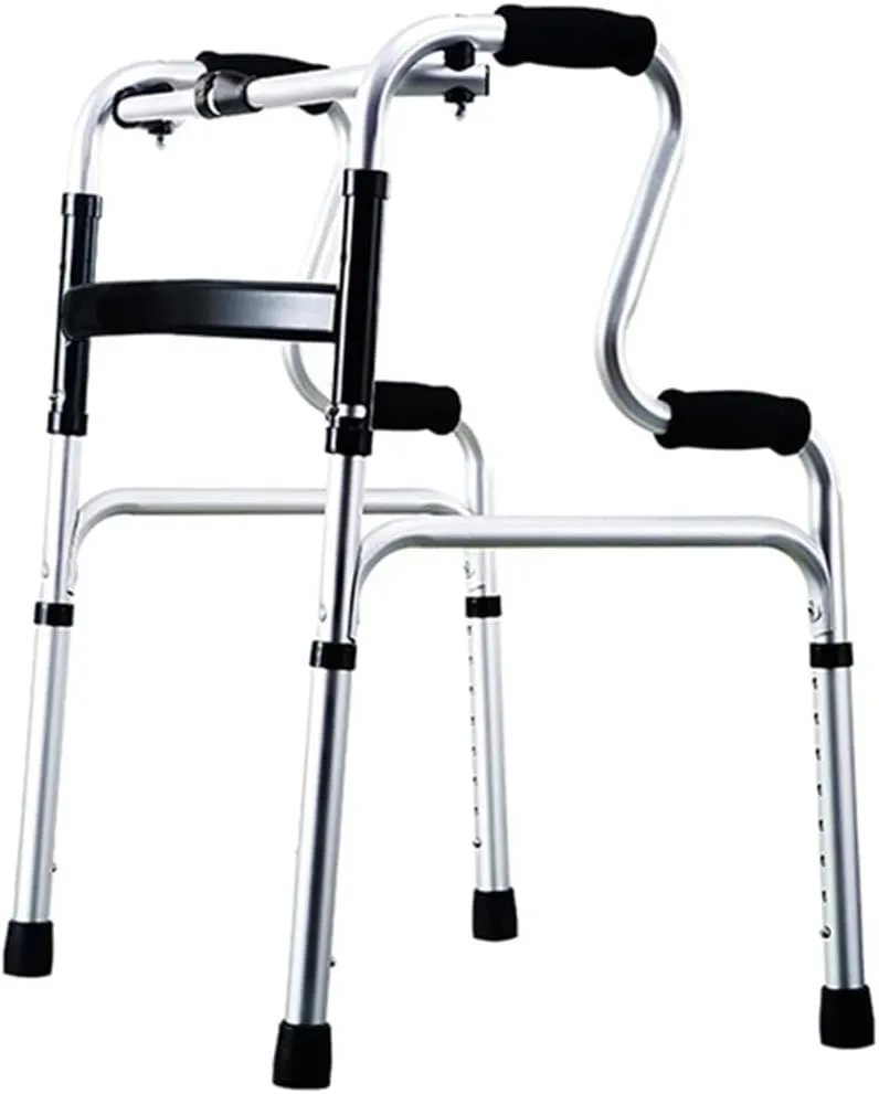 Foldable Rollator Walker for Seniors, Lightweight Rehabilitation Auxiliary Walker, Adjustable Height, Multifunctional Walking Aid with Seat and Backrest