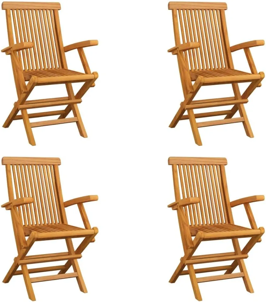 Foldable Teak Wood Patio Chairs Set of 4, Outdoor Furniture with Ergonomic Design, Lightweight Folding Chairs for Garden, Poolside, Camping, and Beach (21.7" x 23.6" x 35")