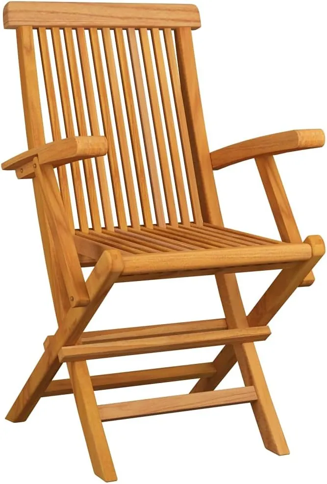 Foldable Teak Wood Patio Chairs Set of 4, Outdoor Furniture with Ergonomic Design, Lightweight Folding Chairs for Garden, Poolside, Camping, and Beach (21.7" x 23.6" x 35")