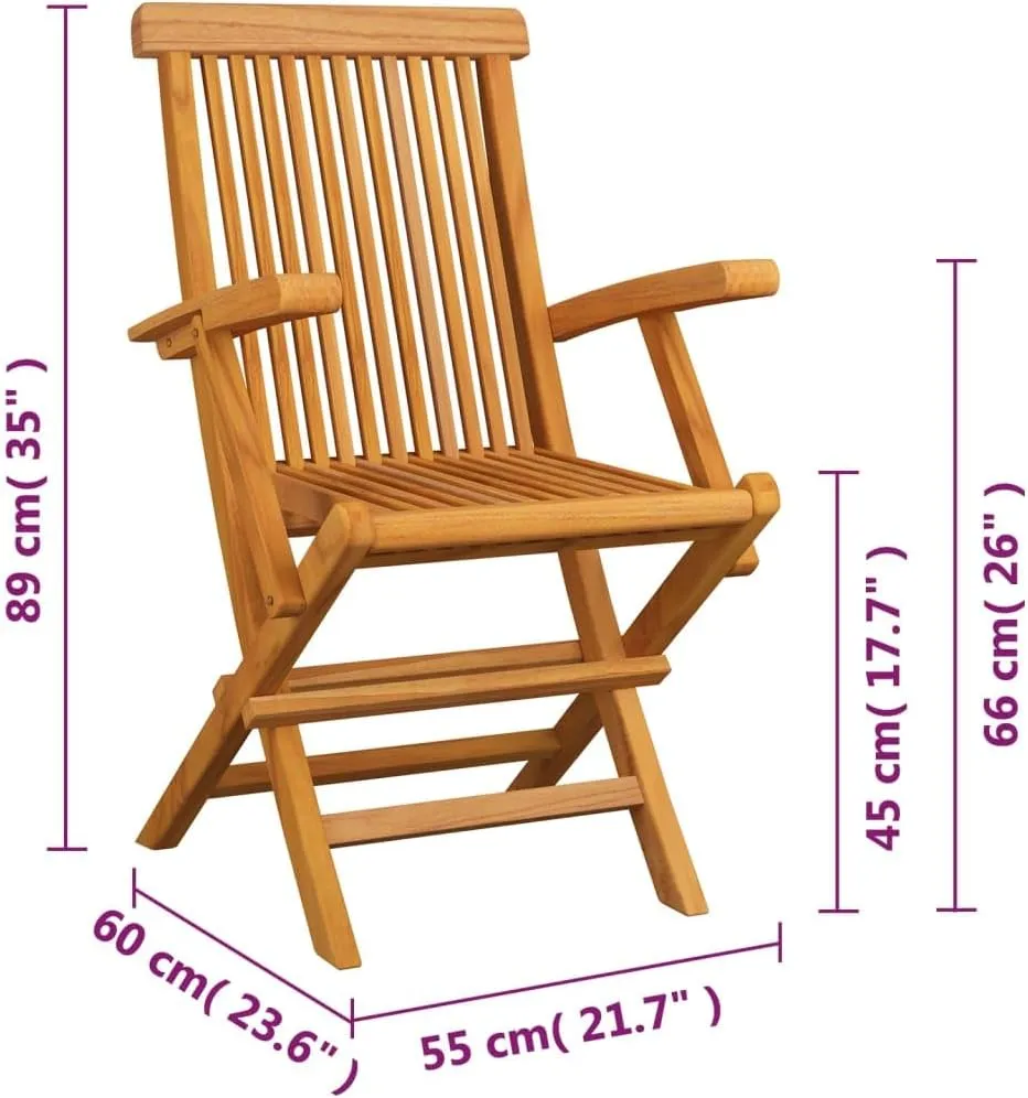 Foldable Teak Wood Patio Chairs Set of 4, Outdoor Furniture with Ergonomic Design, Lightweight Folding Chairs for Garden, Poolside, Camping, and Beach (21.7" x 23.6" x 35")