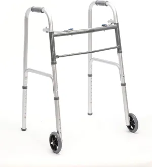 Folding Aluminum Front-Wheeled Rolling Walker with Two 5-Inch Wheels and Adjustable Height - Mobility Aid with Enhanced Support