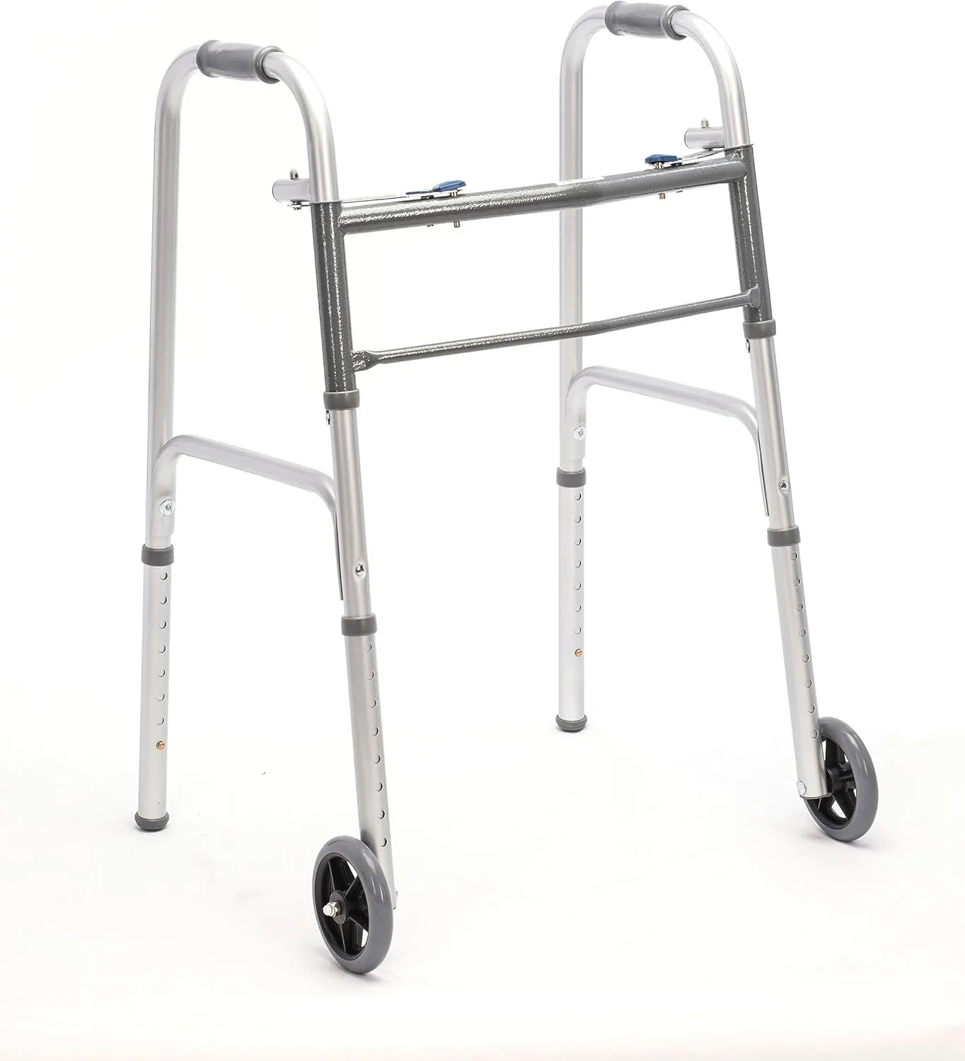 Folding Aluminum Front-Wheeled Rolling Walker with Two 5-Inch Wheels and Adjustable Height - Mobility Aid with Enhanced Support