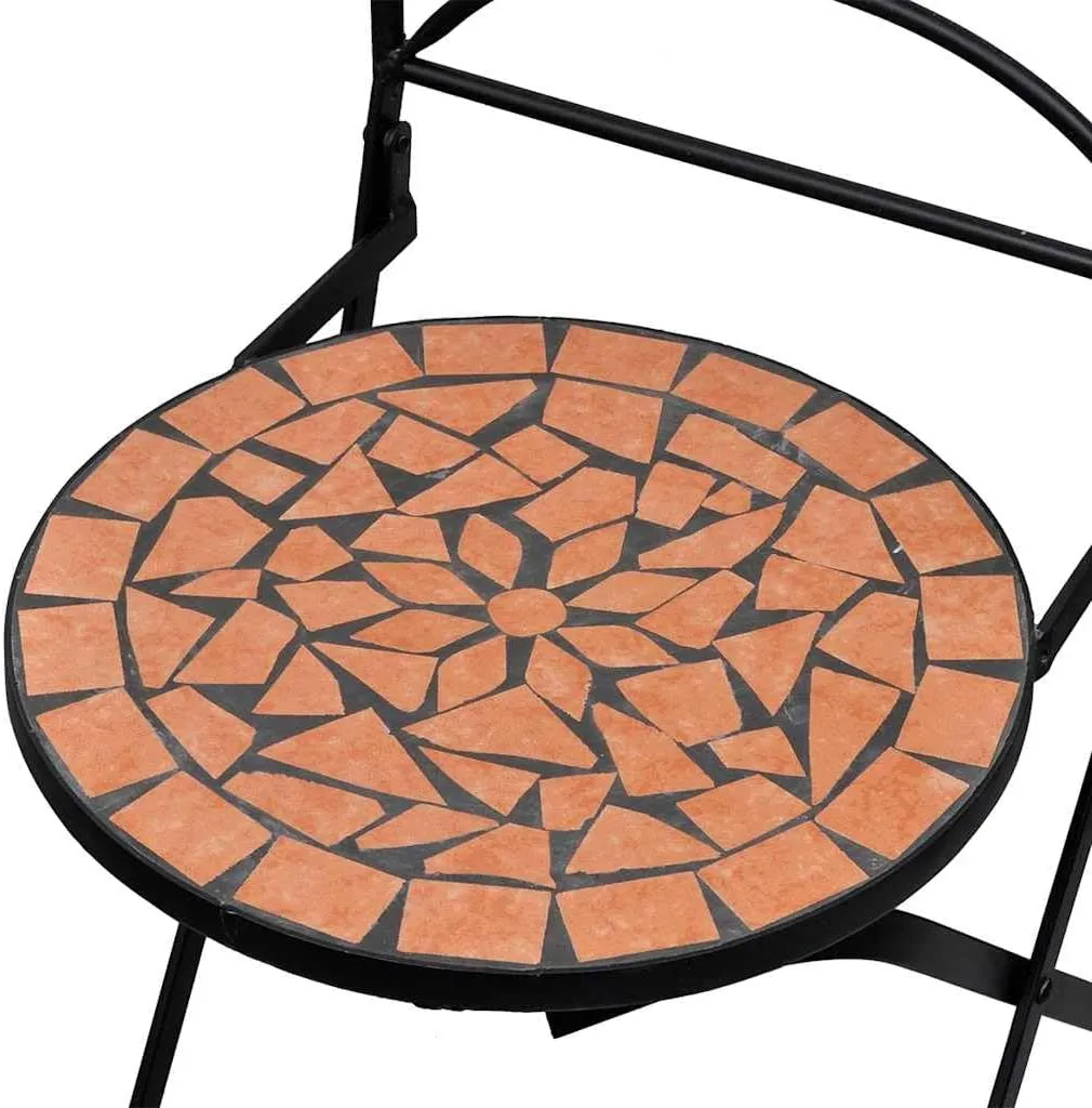 Folding Bistro Chairs 2 Pack Ceramic Terracotta Outdoor Patio Chairs with Powder-Coated Iron Frame, Compact Foldable Design for Garden Balcony Camping Beach