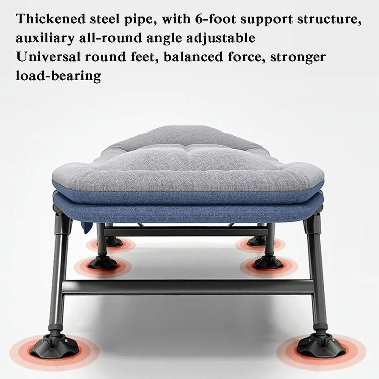 Folding Camping Bed Adjustable 5-Position Portable Cots for Camping W/Mattress Reclining Chaise Metal Load 125kg Folding Cot