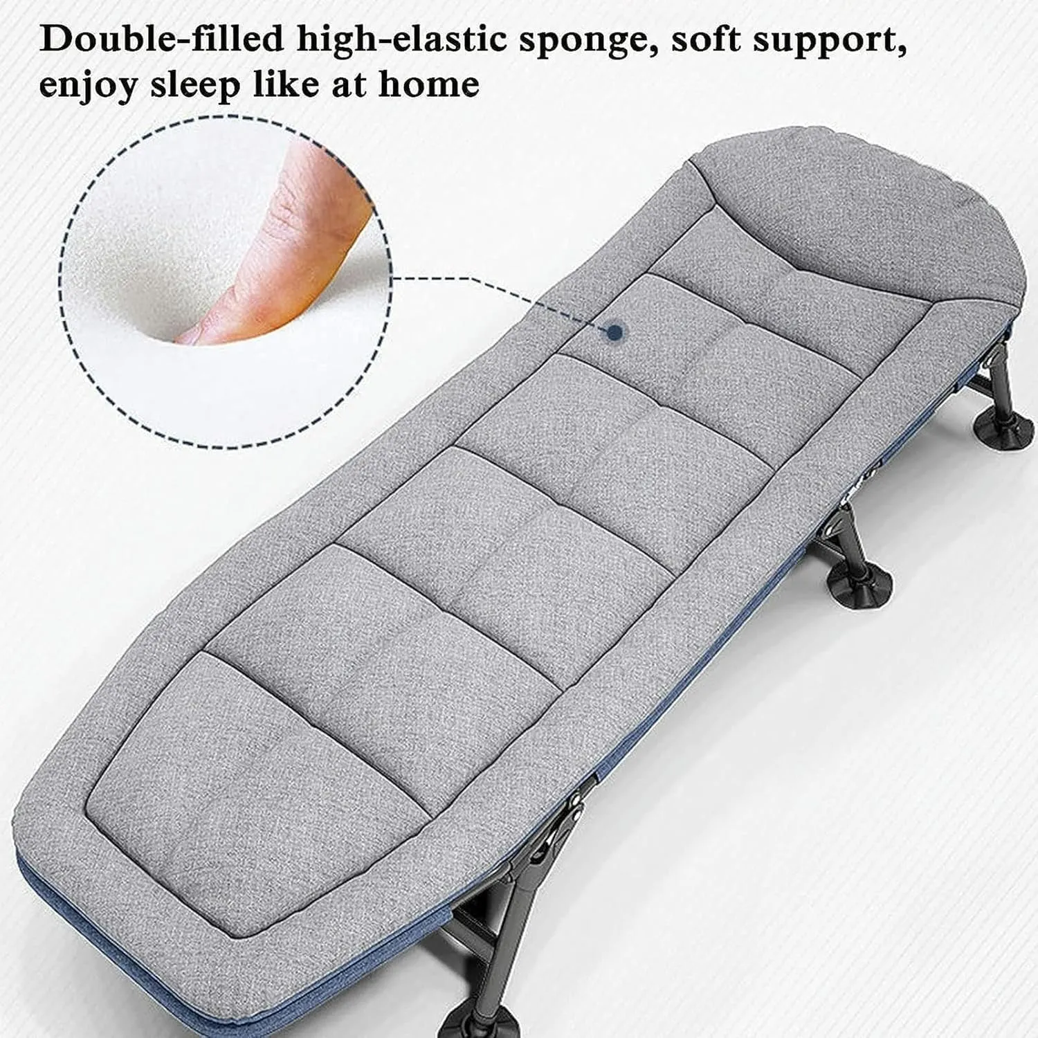 Folding Camping Bed Adjustable 5-Position Portable Cots for Camping W/Mattress Reclining Chaise Metal Load 125kg Folding Cot