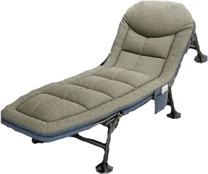 Folding Camping Bed Adjustable 5-Position Portable Cots for Camping W/Mattress Reclining Chaise Metal Load 125kg Folding Cot