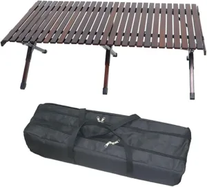 Folding Camping Tables Cake Roll Wooden Camping Grill Table Outdoor Indoor Furniture Folding Wood Table Tourist All-Purpose BBQ Foldable Picnic Table(01)