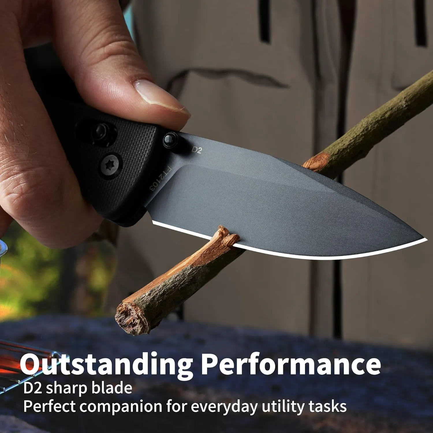 Folding Pocket Knife - Small EDC Pocket Knife with Axis Lock - 3.43" D2 Steel Blade, Sharp Camping Hiking Knife with Pocket Clip, Unique Tool Gift for Men FT2103-BKB