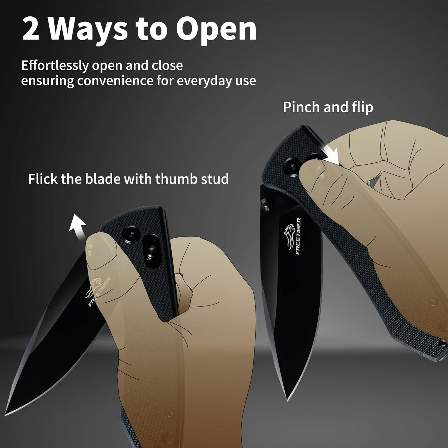 Folding Pocket Knife - Small EDC Pocket Knife with Axis Lock - 3.43" D2 Steel Blade, Sharp Camping Hiking Knife with Pocket Clip, Unique Tool Gift for Men FT2103-BKB