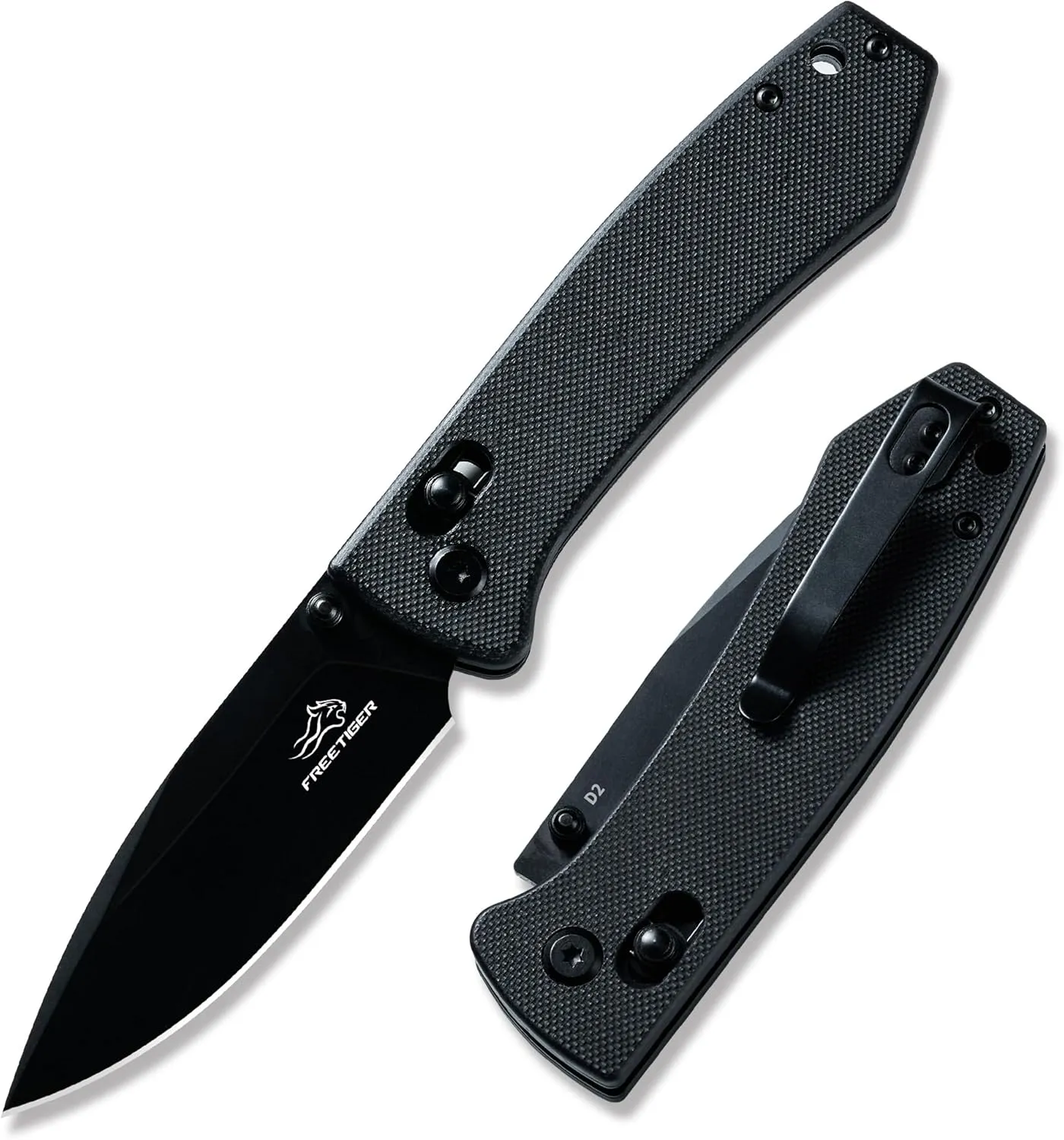 Folding Pocket Knife - Small EDC Pocket Knife with Axis Lock - 3.43" D2 Steel Blade, Sharp Camping Hiking Knife with Pocket Clip, Unique Tool Gift for Men FT2103-BKB