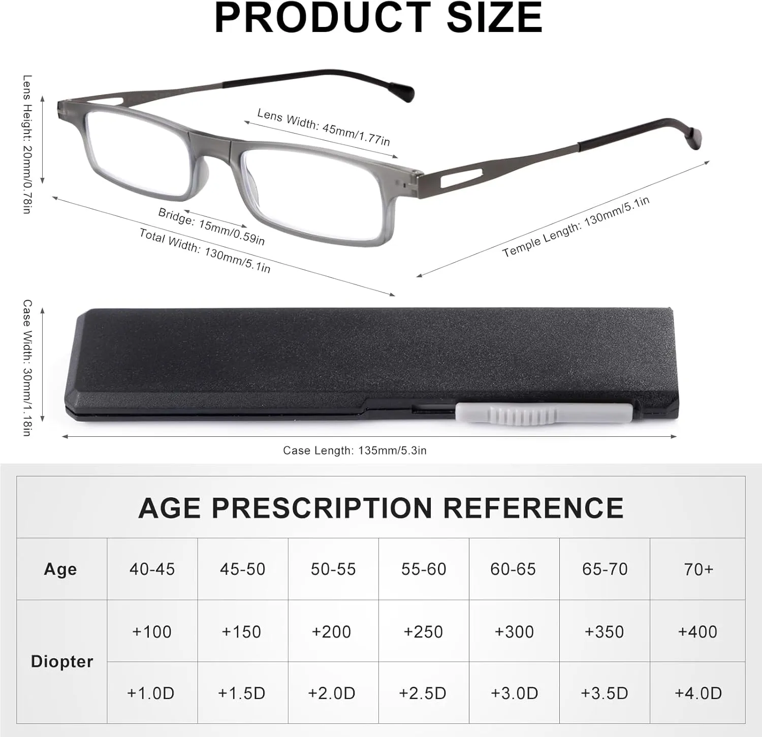 Folding Reading Glasses Foldable Travel Handy Readers with Compact Case for Women Men