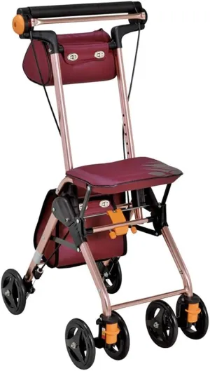 Folding Rollator Folding Rollator Walker - 4 Wheel Rolling Walker with Seat & Bag - Mobility Aid for Adult, Senior, Elderly & Handicapped