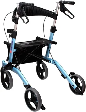 Folding Rollator Rollator Walkers Rollators Lightweight Rollator Foldable Mobility Walker with 4 Wheels & Storage Bag, Adjustable Walking Aid for Elderly and (Blue) (Color : Blue, Size : 57×68.5×77.5C