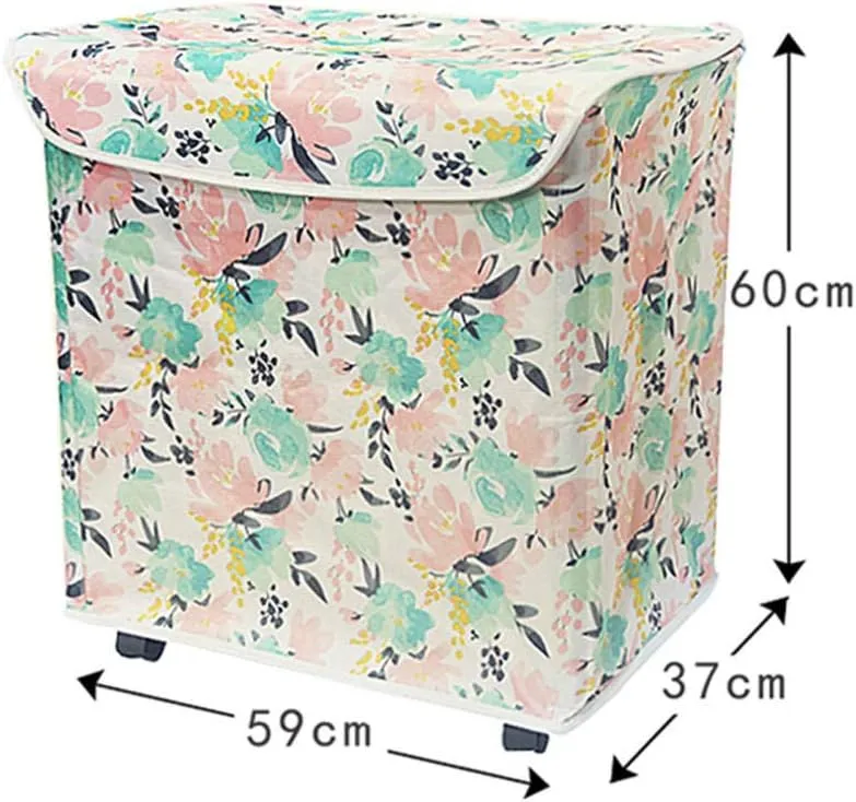 folding triple laundry hamper on wheels with lid washing basket large with handle for bedroom bathroom-color Laundry Hamper Dirty Clothes Bag