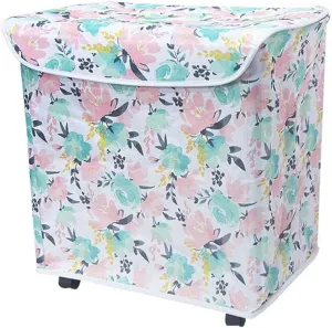 folding triple laundry hamper on wheels with lid washing basket large with handle for bedroom bathroom-color Laundry Hamper Dirty Clothes Bag