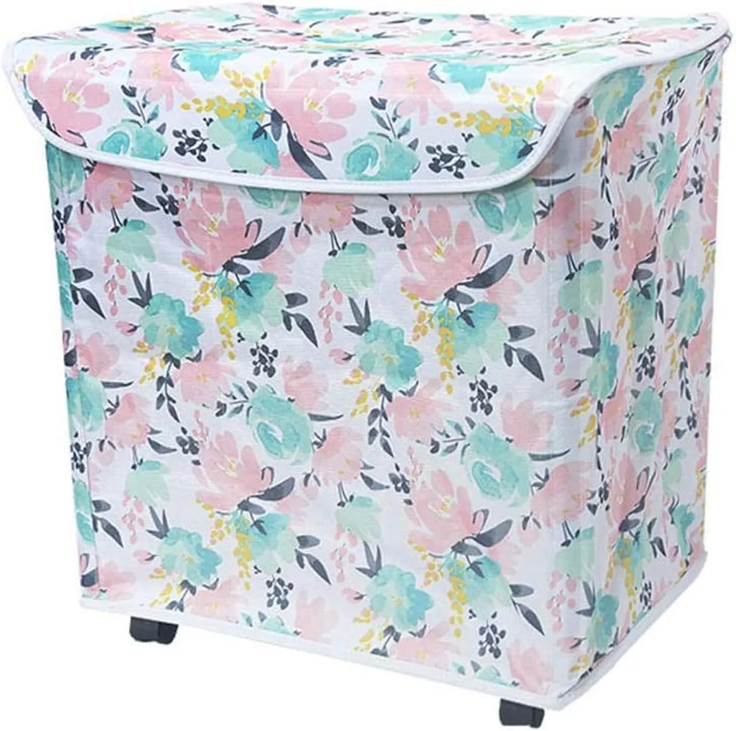 folding triple laundry hamper on wheels with lid washing basket large with handle for bedroom bathroom-color Laundry Hamper Dirty Clothes Bag