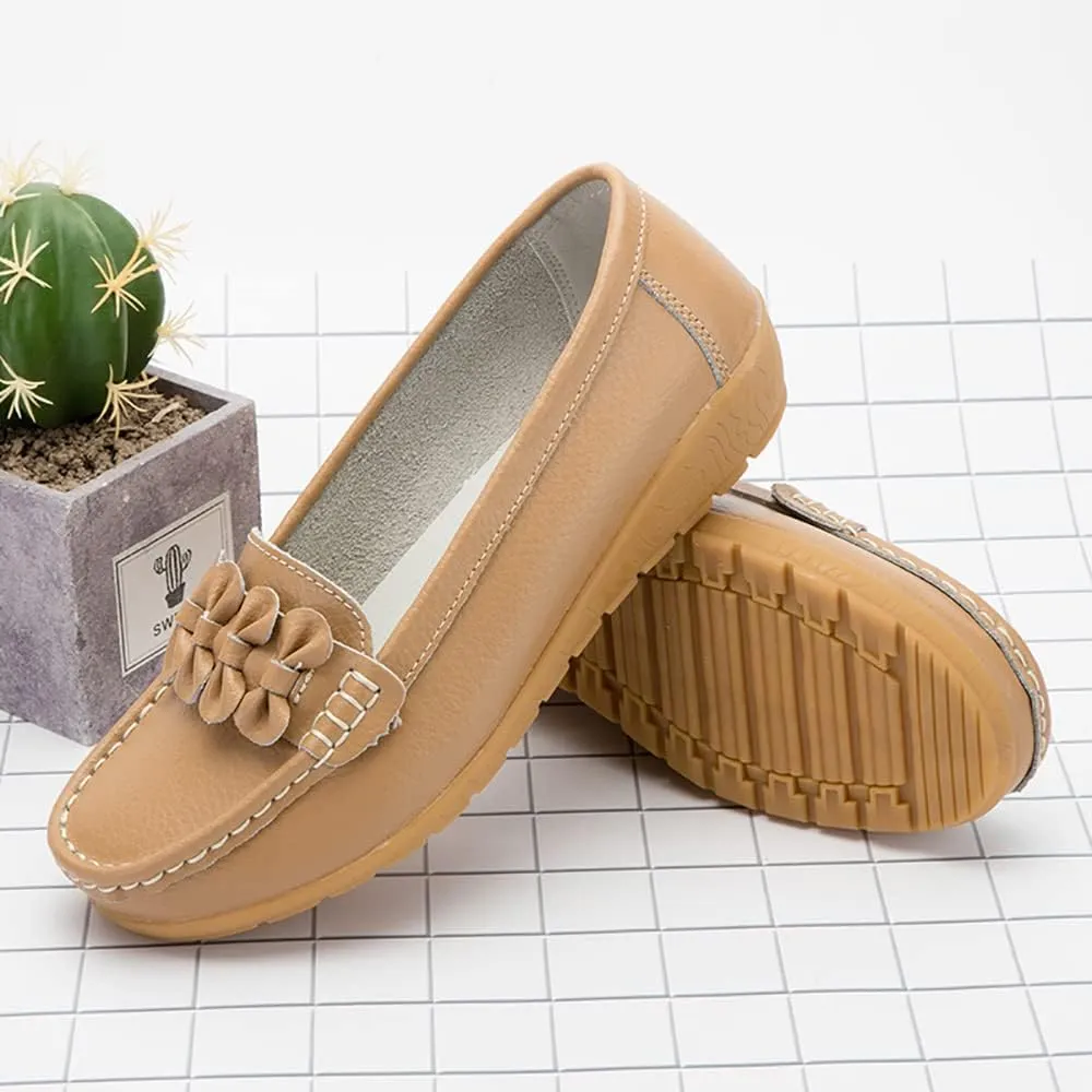 FolHaoth Womens Loafers Slip On Moccasin Shoes Casual Flat Breathable Round Toe Comfortable Walking Nurse Loafers Non Slip Fashion Driving Shoes for Women