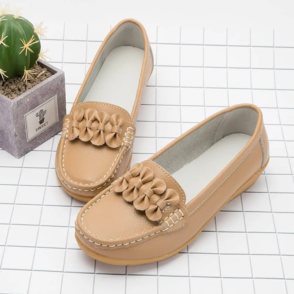 FolHaoth Womens Loafers Slip On Moccasin Shoes Casual Flat Breathable Round Toe Comfortable Walking Nurse Loafers Non Slip Fashion Driving Shoes for Women