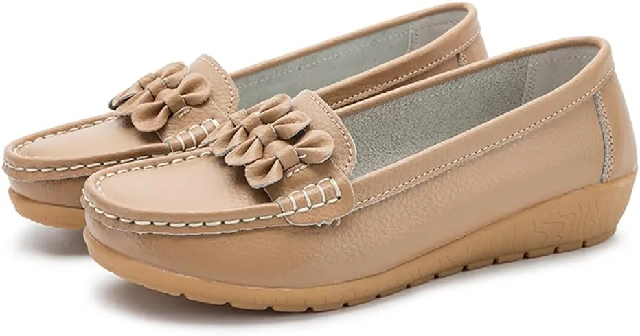 FolHaoth Womens Loafers Slip On Moccasin Shoes Casual Flat Breathable Round Toe Comfortable Walking Nurse Loafers Non Slip Fashion Driving Shoes for Women