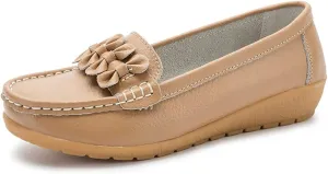 FolHaoth Womens Loafers Slip On Moccasin Shoes Casual Flat Breathable Round Toe Comfortable Walking Nurse Loafers Non Slip Fashion Driving Shoes for Women