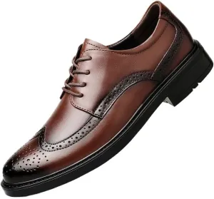 Formal Shoes Dress Oxford for Men British Style Men Oxford Genuine Dress Shoes Brogue Lace Up Flats Male Casual Shoes