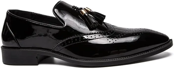 Formal Shoes Dress Oxford for Men Slip On Pointed Toe Vegan Leather Wing tip with Tassel Oxford Shoes Block Heel Resistant Non Slip Low Top Working