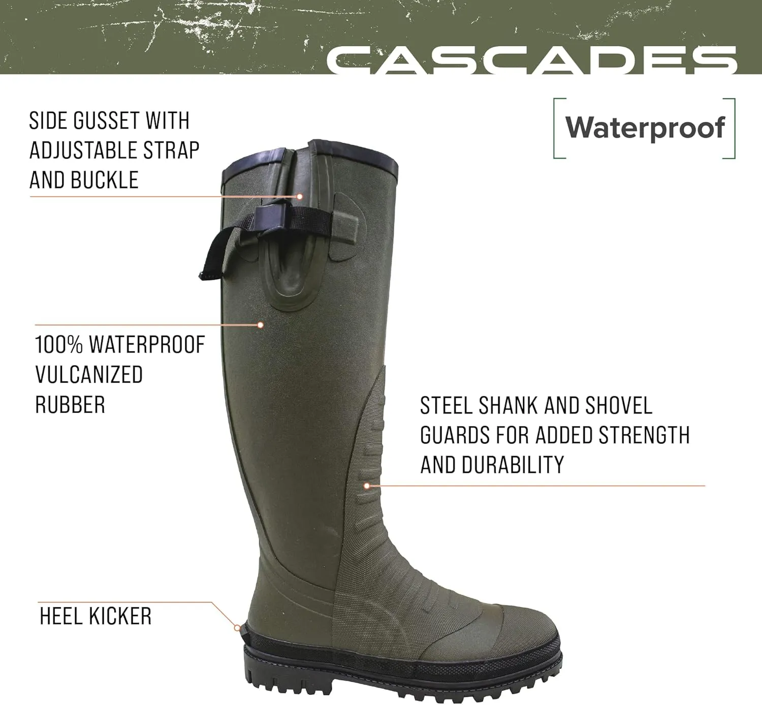 FROGG TOGGS Men's Cascades Waterproof Rubber Knee Boot Rain