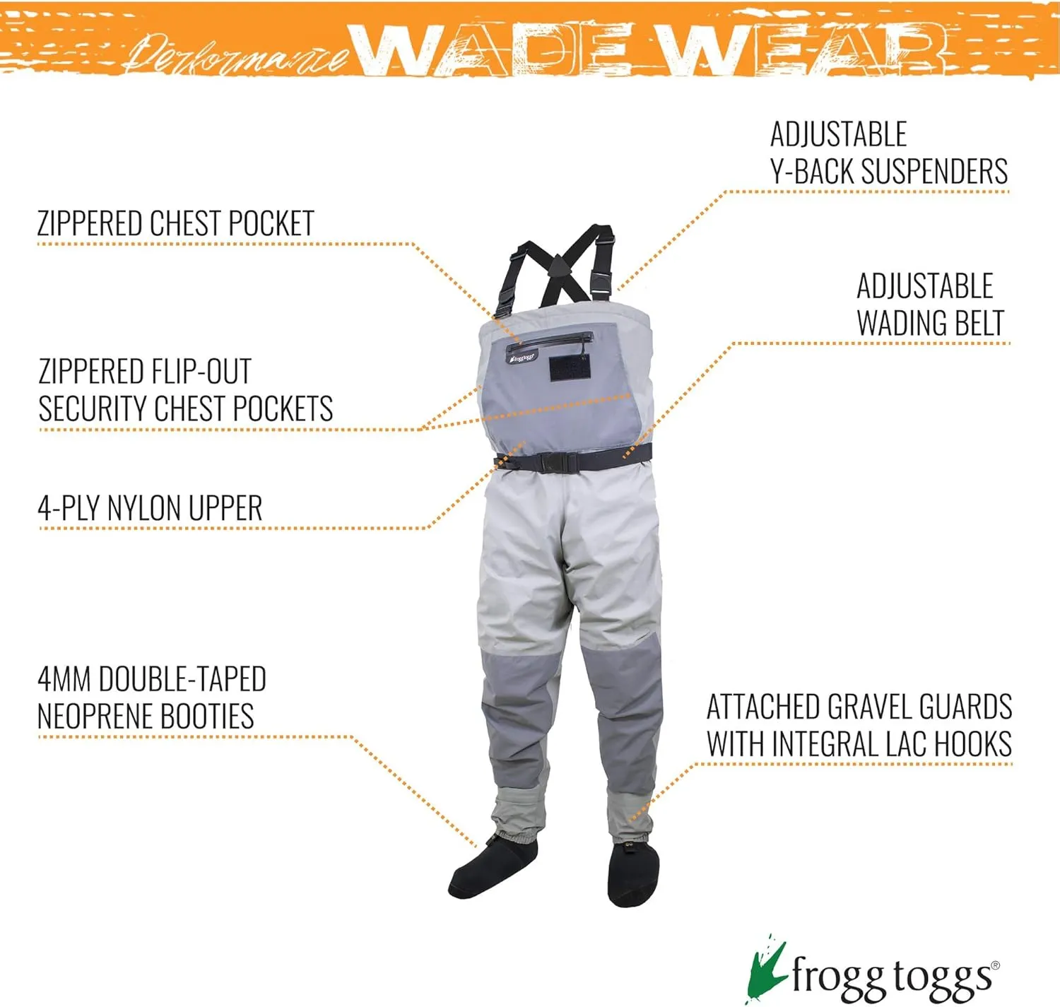 FROGG TOGGS Men's Hellbender Pro Waterproof Stockingfoot Fishing Chest Wader for Fishing