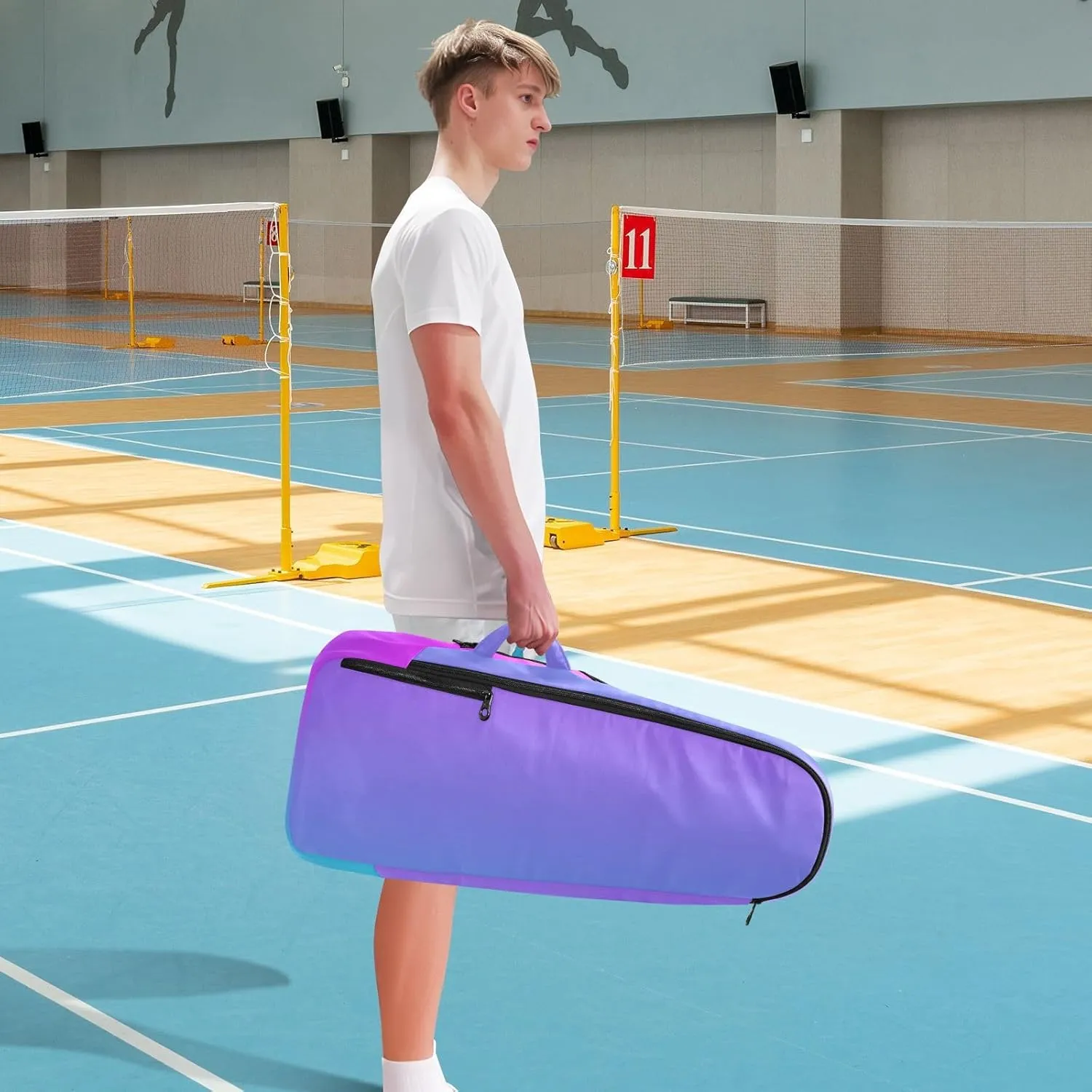 GAIGEO Blue Pink Gradient Pickleball Backpack, Multiple Storage Compartments Pickleball Bags, Foldable Racket Pocket