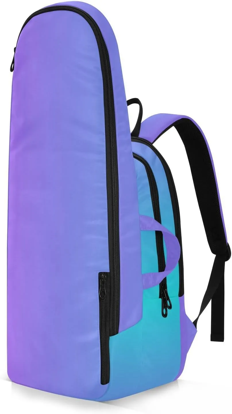 GAIGEO Blue Pink Gradient Pickleball Backpack, Multiple Storage Compartments Pickleball Bags, Foldable Racket Pocket