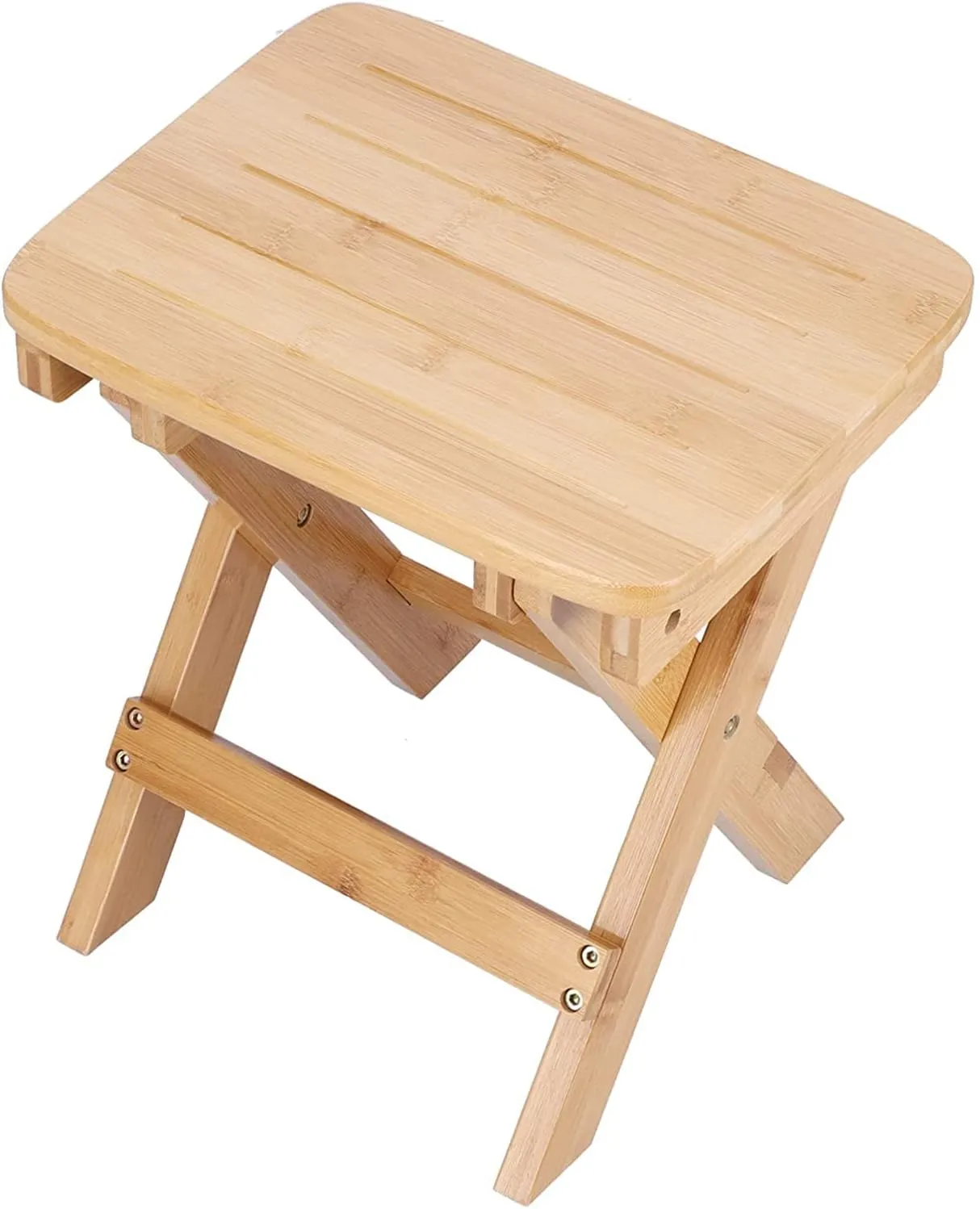 GaRcan Easy to Assemble Folding Chair Bamboo Footstool Portable Foldable Small Home Shower Stool for Outside Camp Sports Beach Fishing Portable