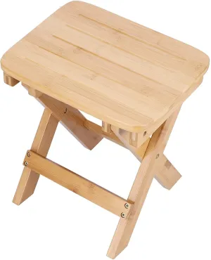GaRcan Easy to Assemble Folding Chair Bamboo Footstool Portable Foldable Small Home Shower Stool for Outside Camp Sports Beach Fishing Portable
