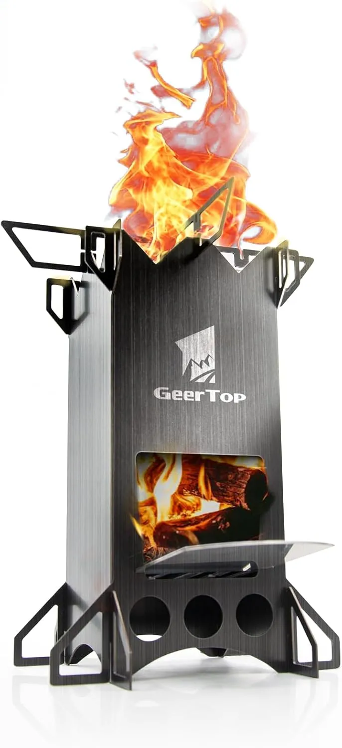 GEERTOP Portable Camping Stove Wood Stainless Steel for Outdoor Backpacking Hiking Survival Emergency Cooking