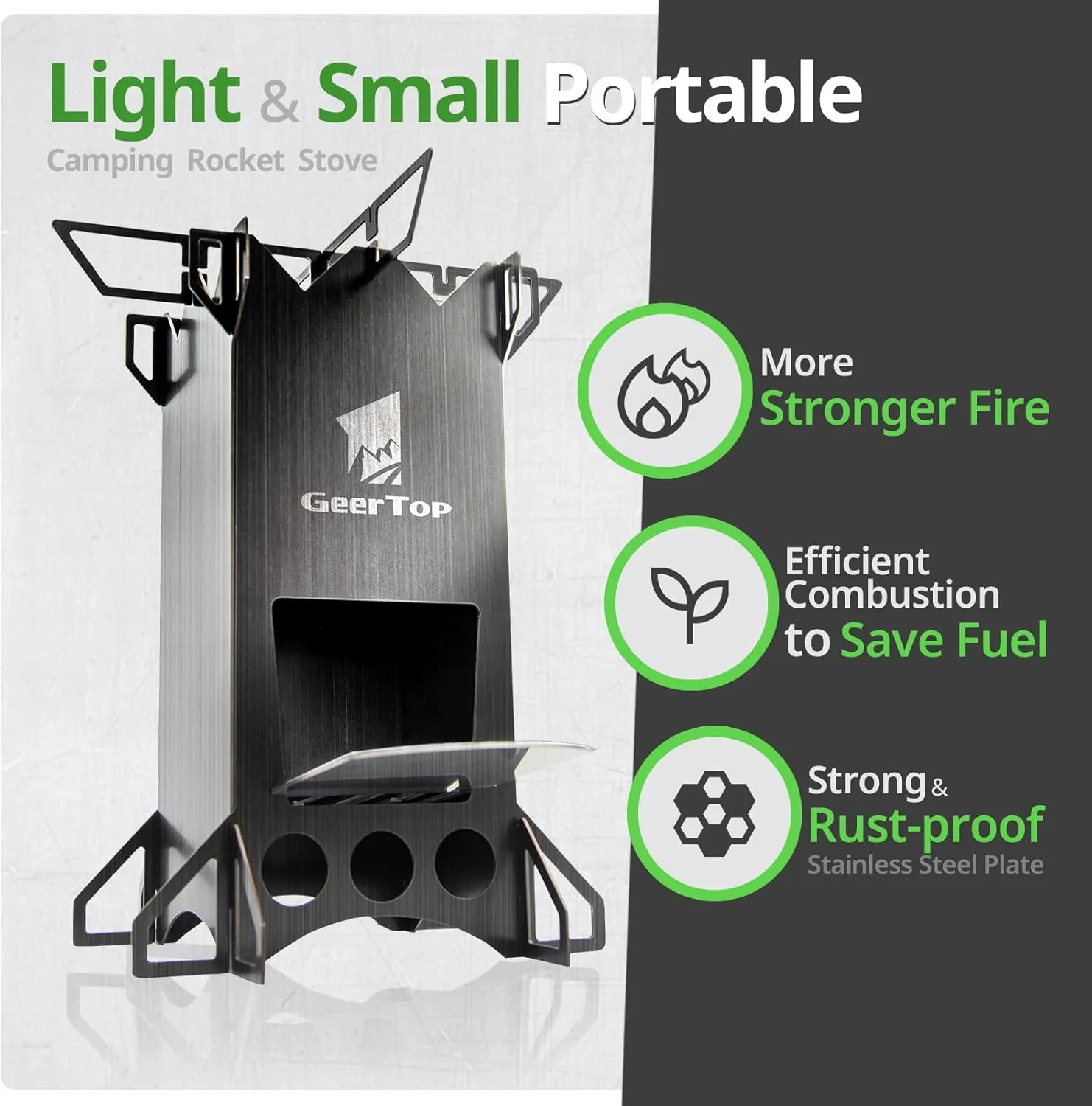 GEERTOP Portable Camping Stove Wood Stainless Steel for Outdoor Backpacking Hiking Survival Emergency Cooking