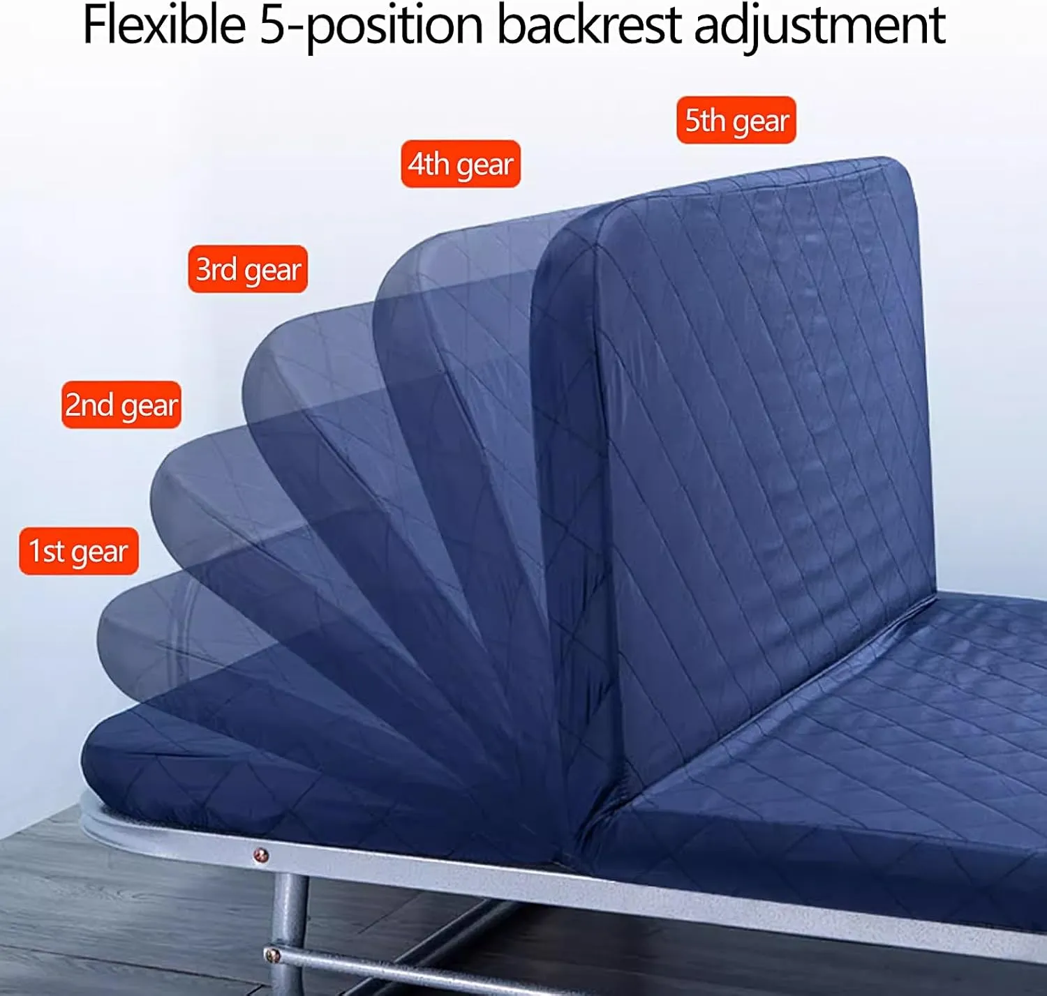 Generic Portable Folding Bed with Mattress 5 Adjustable Backrests Folding Camping Cot for Adults with High Rebound Cotton Filling Perfect for Camping(Blue A,188 * 110 * 28cm)