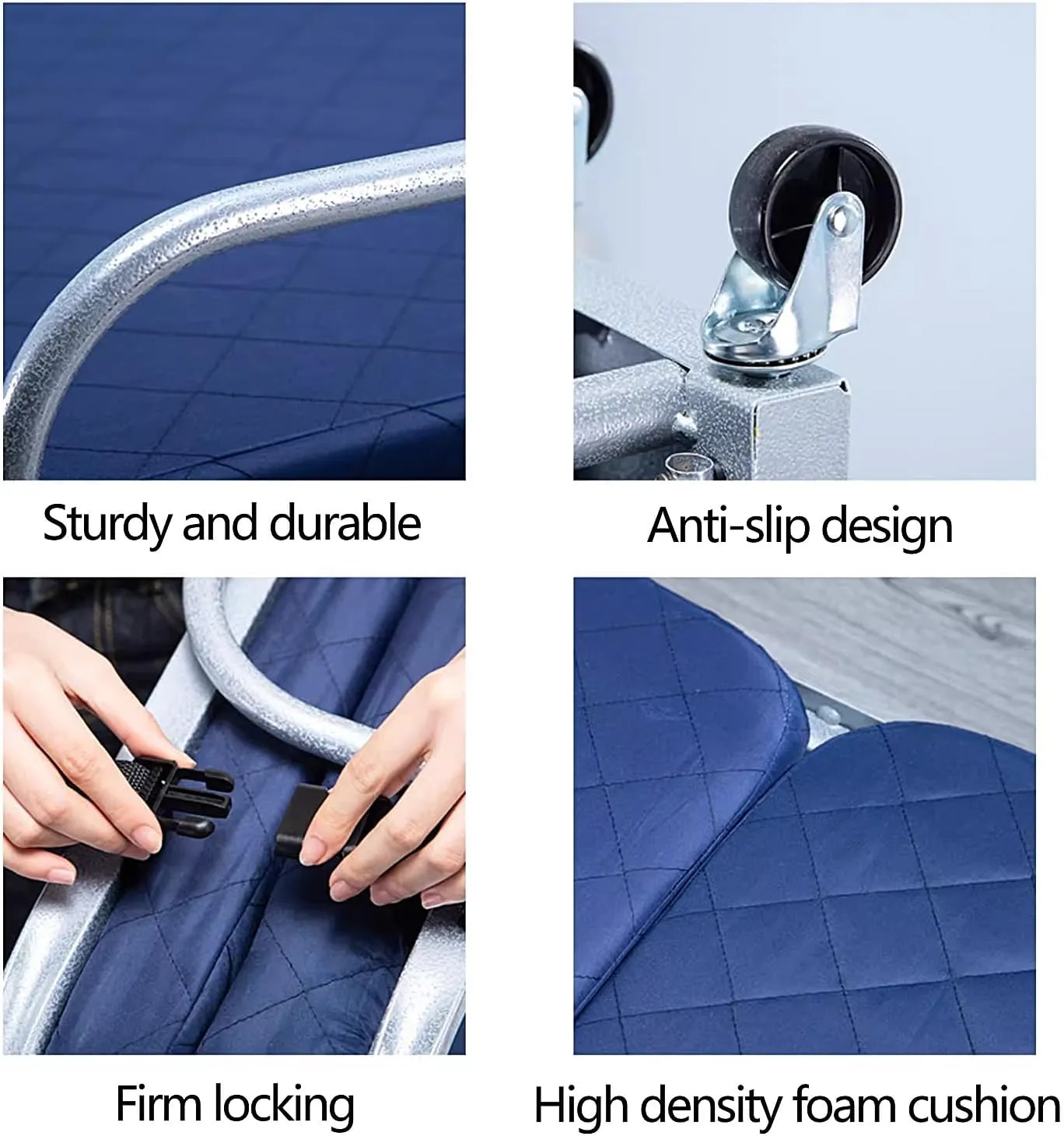 Generic Portable Folding Bed with Mattress 5 Adjustable Backrests Folding Camping Cot for Adults with High Rebound Cotton Filling Perfect for Camping(Blue A,188 * 110 * 28cm)