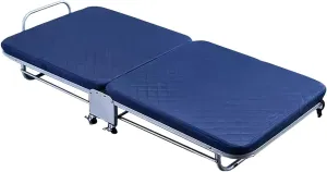 Generic Portable Folding Bed with Mattress 5 Adjustable Backrests Folding Camping Cot for Adults with High Rebound Cotton Filling Perfect for Camping(Blue A,188 * 110 * 28cm)