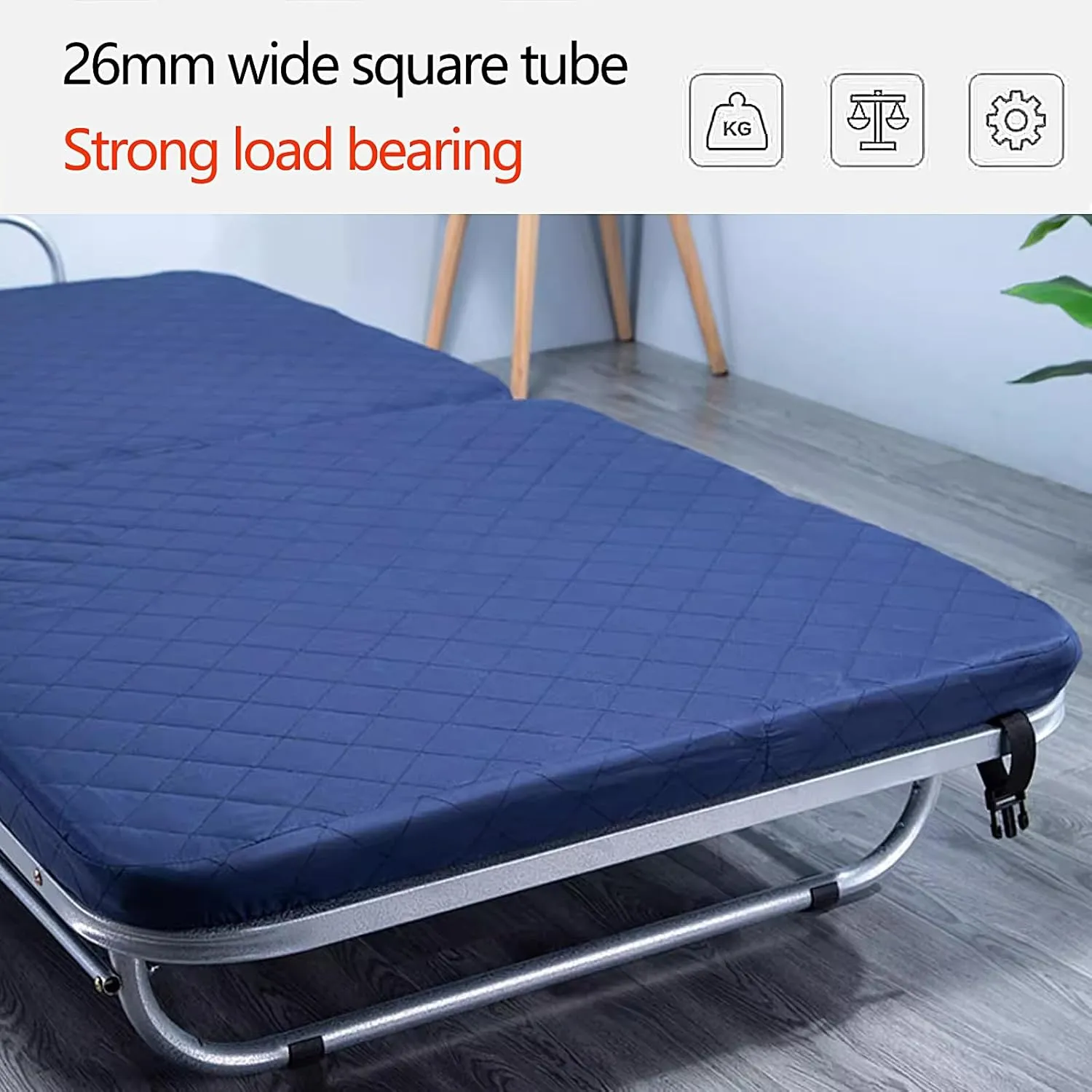 Generic Portable Folding Bed with Mattress 5 Adjustable Backrests Folding Camping Cot for Adults with High Rebound Cotton Filling Perfect for Camping(Blue A,188 * 110 * 28cm)