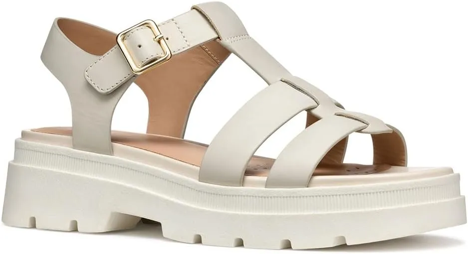 Geox Women's D Adacter S B Flat Sandals, Lt Sand, 8 Women