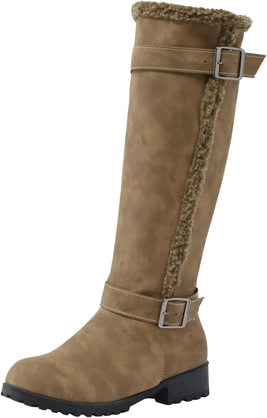 Gibobby Winter Boots for Women,Women's Knee Length Boots Retro Combat Knight Boots Closed Toe Motorcycle Low Heel Outdoor Waterproof Western Shoes