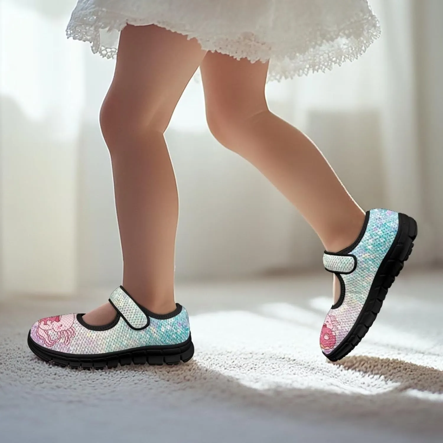 Girls Axolotl Mary Jane Dress Shoes Glitter Ballerina Princess Flat for Wedding, Party, Birthday US 11-2.5