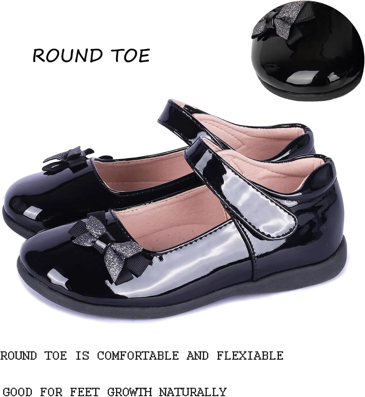 Girls Mary Jane Strap School Uniform Dress Flat Ballet Shoes