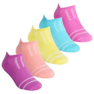 Girls Trainer Liner Low Cut Ankle Arch Support Socks 5 Pairs - Purple