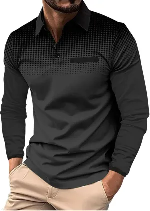 Golf Shirts for Men Fashion Long Sleeve Quarter Button Pullover Tops Causal Stylish Work Lightweight Polo T-Shirts